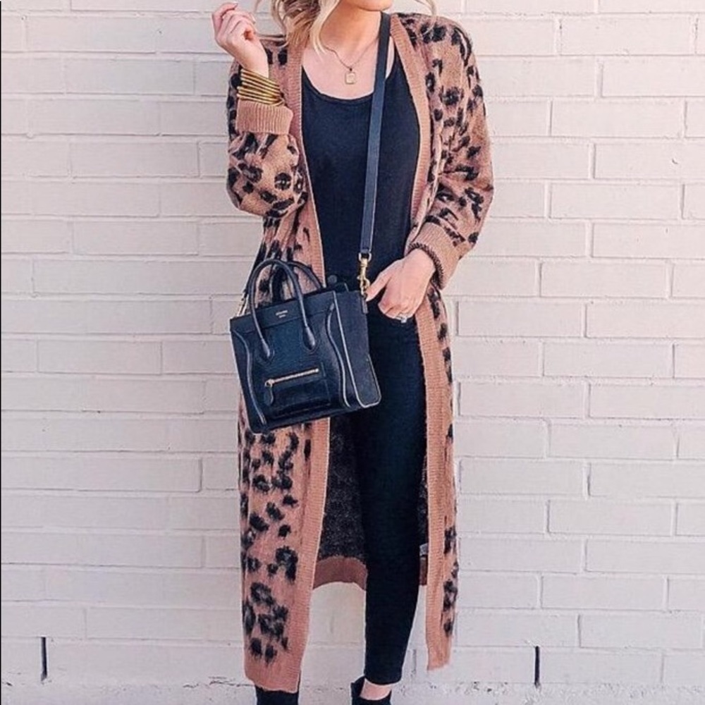 Long leopard cardigan